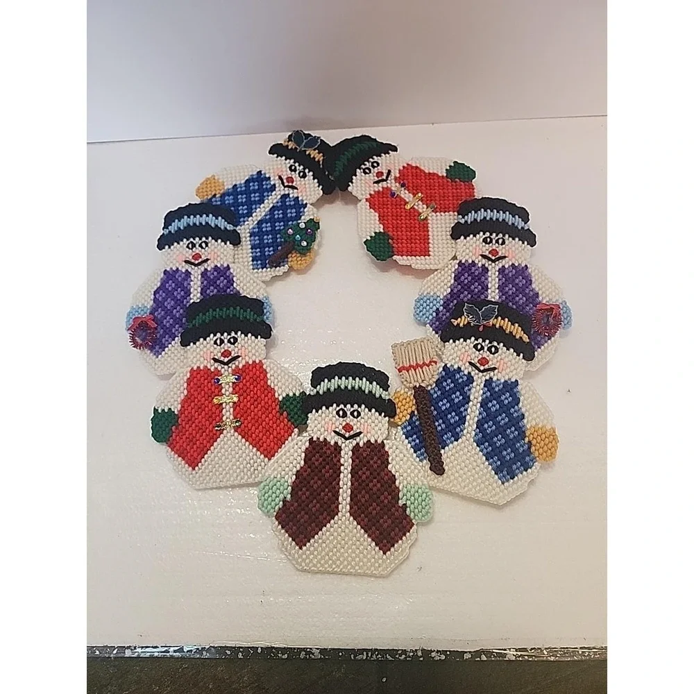 Snowman Wreath Crossstitched‎